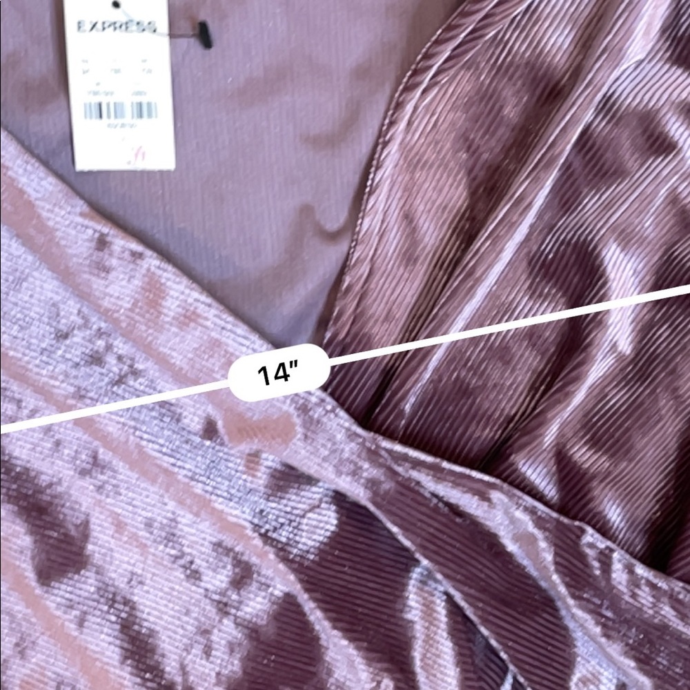 Express purple velvet wrap ribbed skater dress - Picture 3 of 4